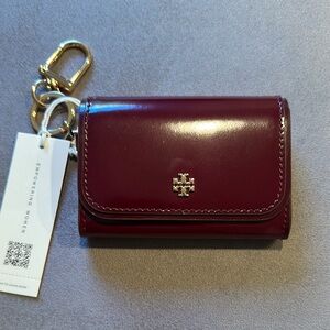 NWT Tory Burch Burgundy Emerson Leather Key / card Holder
